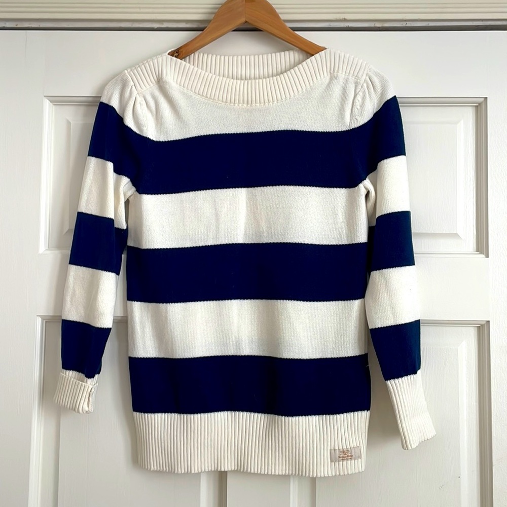 Barbour Boatneck Navy/White Sweater